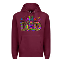 Burgundy rainbow colors autism dad Premium Hoodie - AdoDesignShop