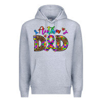 Heather Grey rainbow colors autism dad Premium Hoodie - AdoDesignShop