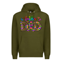 Army Green rainbow colors autism dad Premium Hoodie - AdoDesignShop