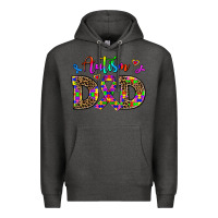 Charcoal Heather rainbow colors autism dad Premium Hoodie - AdoDesignShop