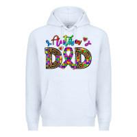 White rainbow colors autism dad Premium Hoodie - AdoDesignShop