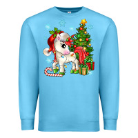 Ocean Blue Christmas unicorn Premium Sweatshirt - Zillion Design Studio