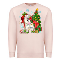 Pale Pink Christmas unicorn Premium Sweatshirt - Zillion Design Studio