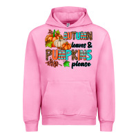 Fuchsia Pink autumn leaves pumpkin please Urban Hoodie - AdoDesignShop