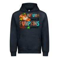 Navy autumn leaves pumpkin please Urban Hoodie - AdoDesignShop