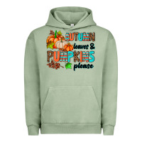 Pigment Oil Green autumn leaves pumpkin please Urban Hoodie - AdoDesignShop