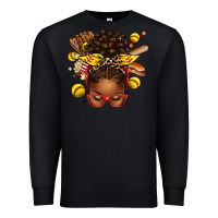 Black softball afro messy bun Premium Sweatshirt - texasbilliewilder