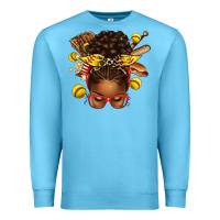 Ocean Blue softball afro messy bun Premium Sweatshirt - texasbilliewilder