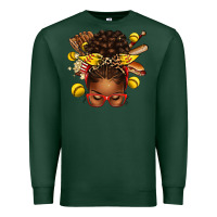 Sports Green softball afro messy bun Premium Sweatshirt - texasbilliewilder