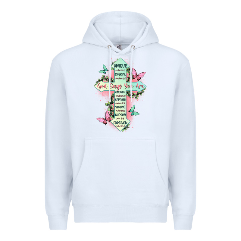 God Says You Are Cross Premium Hoodie by JahusDesignShop | Teevron