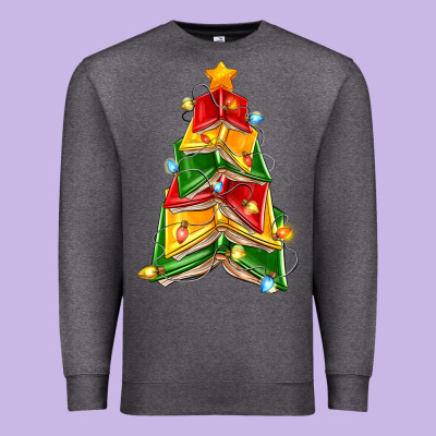 Christmas Book Tree Premium Sweatshirt Designed By Zillion Design Studio