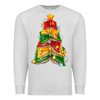 Dove Grey christmas book tree Premium Sweatshirt - Zillion Design Studio