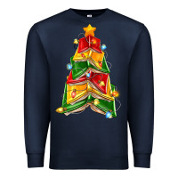 Navy christmas book tree Premium Sweatshirt - Zillion Design Studio