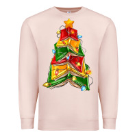Pale Pink christmas book tree Premium Sweatshirt - Zillion Design Studio