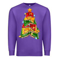 Purple christmas book tree Premium Sweatshirt - Zillion Design Studio