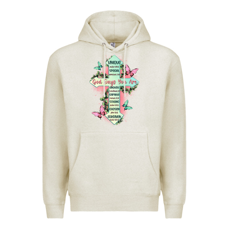 God Says You Are Cross Premium Hoodie by JahusDesignShop | Teevron