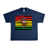 Navy Juneteenth American flag Urban Heavy Tee - Artiststas