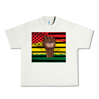Pistachio Juneteenth American flag Urban Heavy Tee - Artiststas