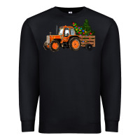 Black Christmas Orange Farm Tractor Premium Sweatshirt - RanaPortraitStore