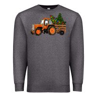 Charcoal Heather Christmas Orange Farm Tractor Premium Sweatshirt - RanaPortraitStore