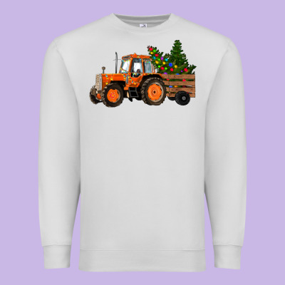 Premium Sweatshirt Christmas Orange Farm Tractor