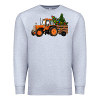 Heather Grey Christmas Orange Farm Tractor Premium Sweatshirt - RanaPortraitStore
