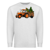 Oatmeal Heather Christmas Orange Farm Tractor Premium Sweatshirt - RanaPortraitStore
