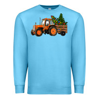 Ocean Blue Christmas Orange Farm Tractor Premium Sweatshirt - RanaPortraitStore