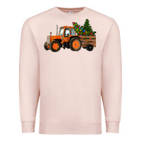 Pale Pink Christmas Orange Farm Tractor Premium Sweatshirt - RanaPortraitStore