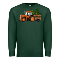 Sports Green Christmas Orange Farm Tractor Premium Sweatshirt - RanaPortraitStore