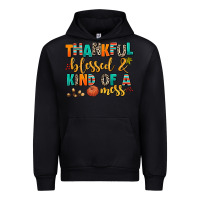 Black thankful  blessed and kind of a mess Urban Hoodie - AdoDesignShop