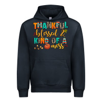 Navy thankful  blessed and kind of a mess Urban Hoodie - AdoDesignShop