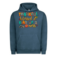 Pigment Midnight Navy thankful  blessed and kind of a mess Urban Hoodie - AdoDesignShop
