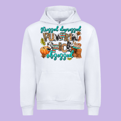 Stressed Depressed Pumpkin Spice Obsessed Urban Hoodie Designed By Adodesignshop
