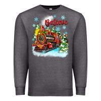 Charcoal Heather christmas polar express believe Premium Sweatshirt - Zillion Design Studio