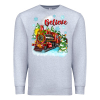 Heather Grey christmas polar express believe Premium Sweatshirt - Zillion Design Studio