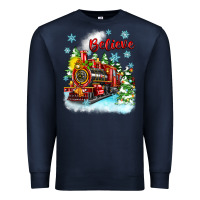 Navy christmas polar express believe Premium Sweatshirt - Zillion Design Studio