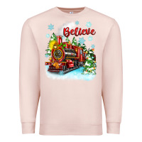 Pale Pink christmas polar express believe Premium Sweatshirt - Zillion Design Studio