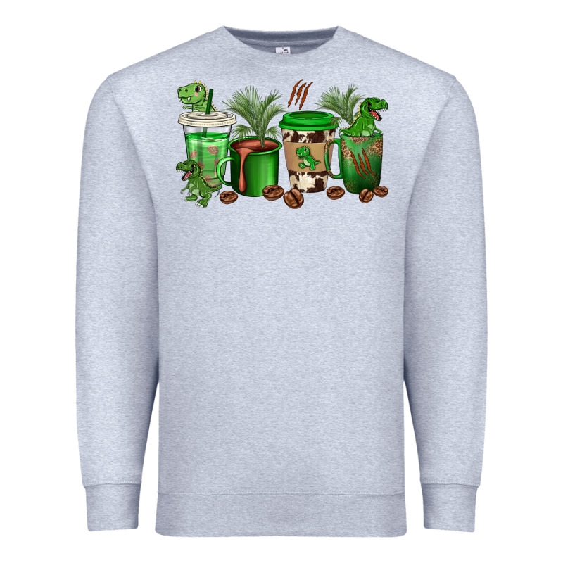 T  Rex Coffee Cups Premium Sweatshirt by texasbilliewilder | Teevron