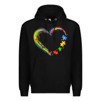 Black autism heart Premium Hoodie - JahusDesignShop