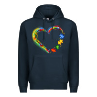 Navy autism heart Premium Hoodie - JahusDesignShop