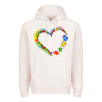 Pale Pink autism heart Premium Hoodie - JahusDesignShop