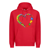 Red autism heart Premium Hoodie - JahusDesignShop