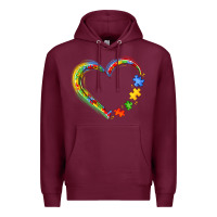 Burgundy autism heart Premium Hoodie - JahusDesignShop