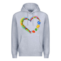 Heather Grey autism heart Premium Hoodie - JahusDesignShop