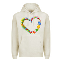 Oatmeal Heather autism heart Premium Hoodie - JahusDesignShop
