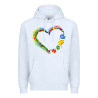 White autism heart Premium Hoodie - JahusDesignShop