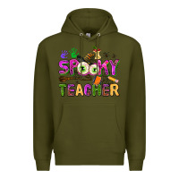 Army Green spooky teacher Premium Hoodie - AdoDesignShop