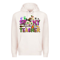 Pale Pink spooky teacher Premium Hoodie - AdoDesignShop