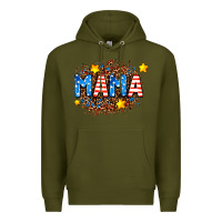 Army Green usa Mama  leopard background Premium Hoodie - AdoDesignShop